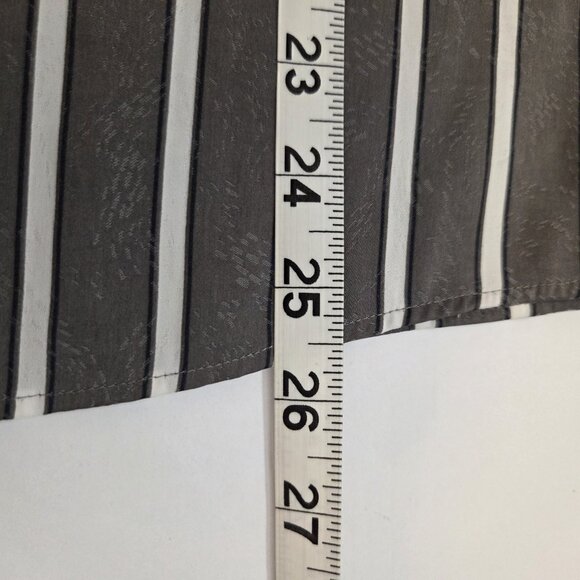 LOFT Ruffle Neck Popover Blouse Gray White Stripe Size M - Picture 7 of 7